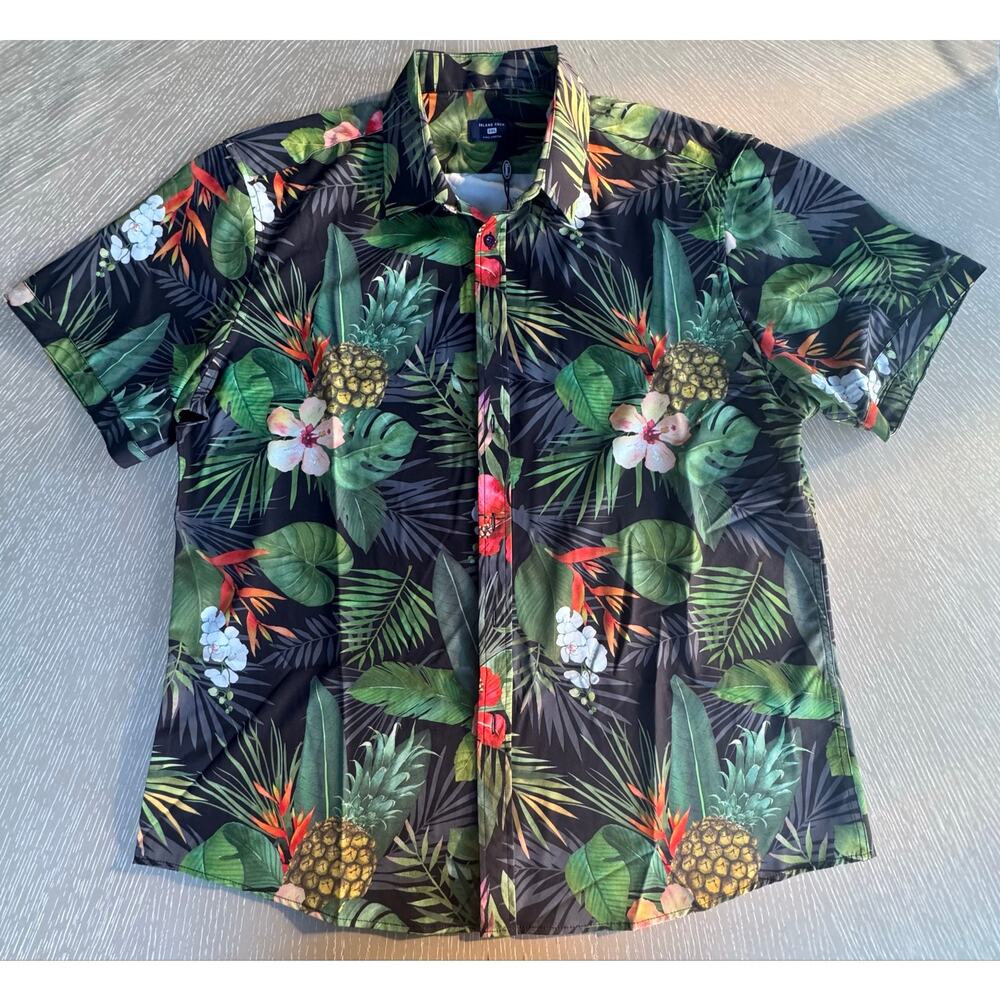 NWT Island Crew Men's 3XL Hawaiian Shirt - 4-Way Stretch Tropical Pineapple